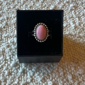 Pink conch sterling silver ring